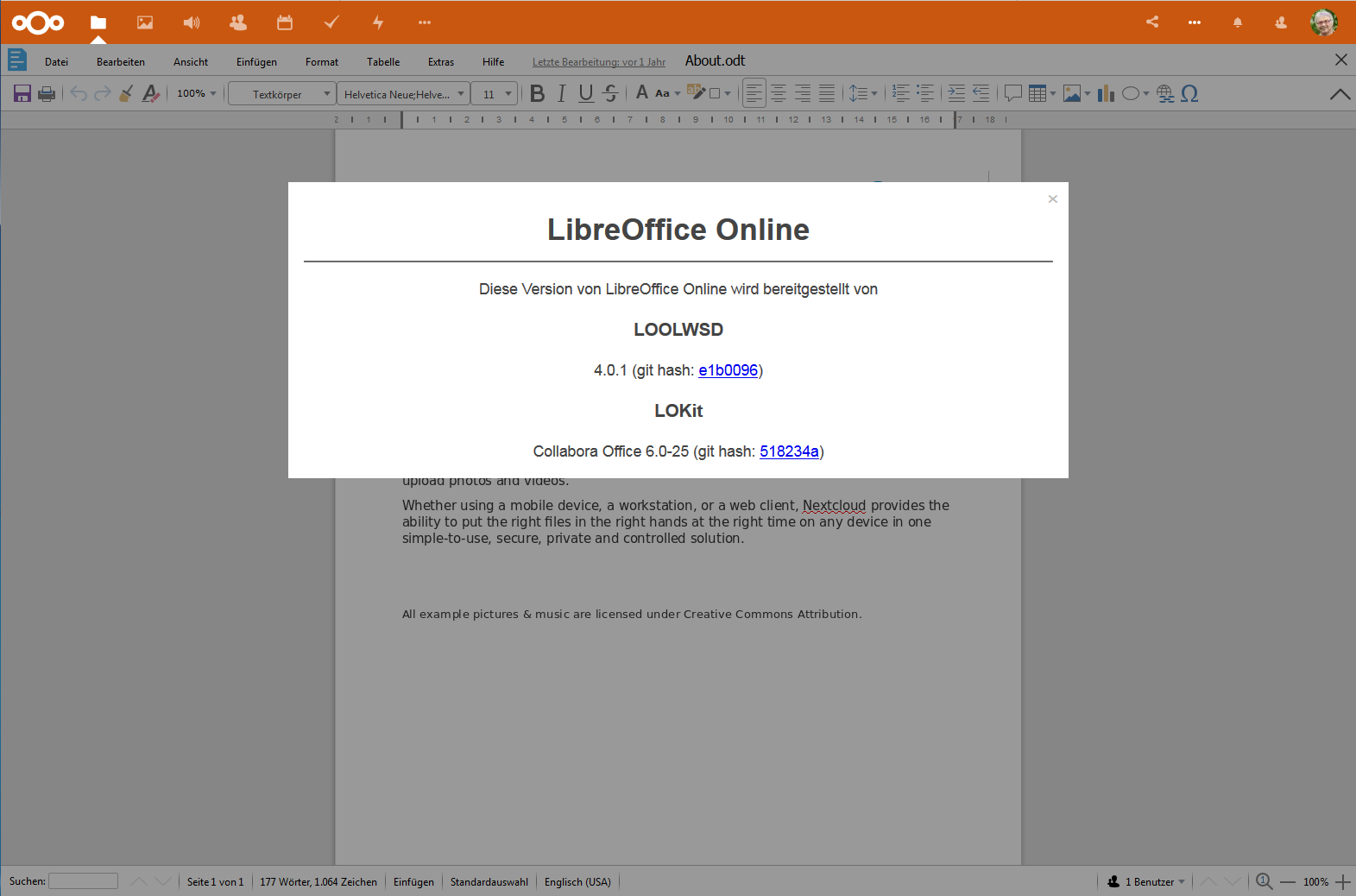 CollaboraOffice Online 4.0.1 in Nextcloud
